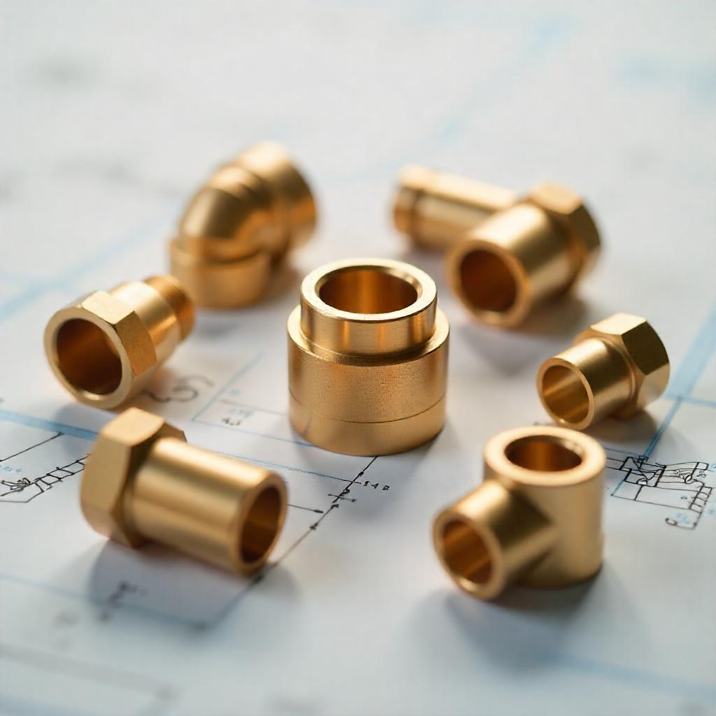 freepik seven golden metal pipe fittings on top of a white 63086